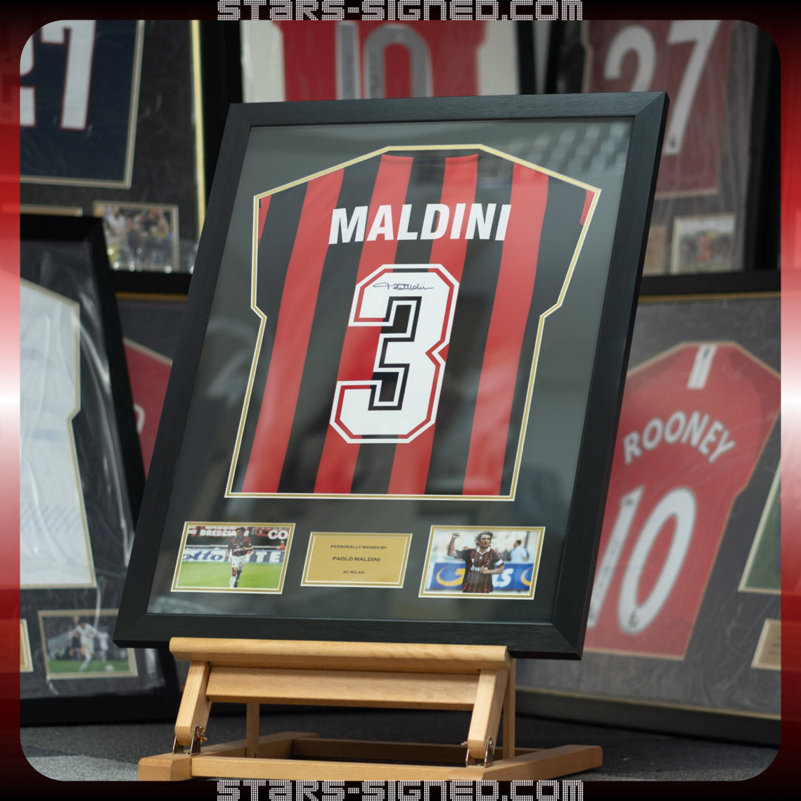 保羅·馬甸尼 Paolo Maldini AC米蘭主場球衣裱框 (背簽)
