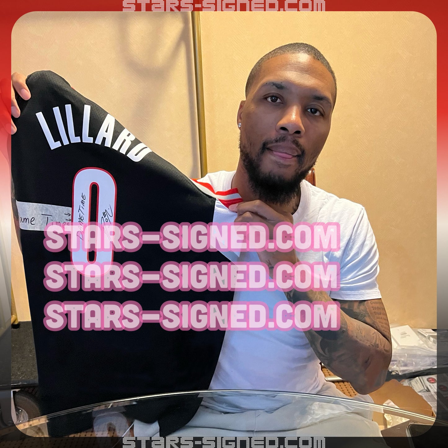 利拉德 Damian Lillard 題寫【DAMETIME】波特蘭拓荒者 Nike Icon Edition Swingman 球衣裱框 (背簽)
