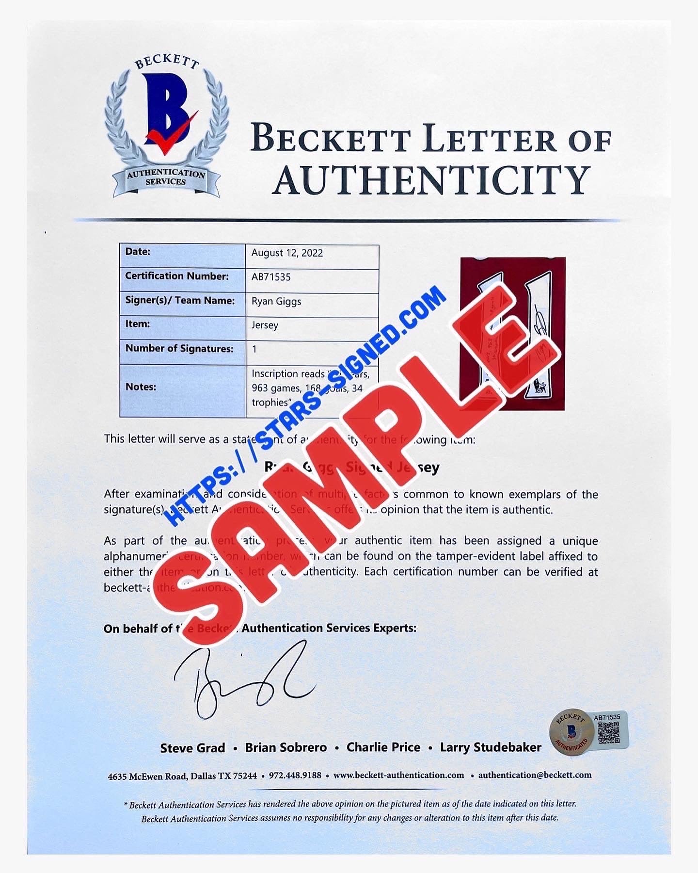 傑斯 Ryan Giggs 題寫【生涯數據】“24 years, 963 games, 168 goals, 34 trophies” 曼聯 主場球衣裱框 (背簽)