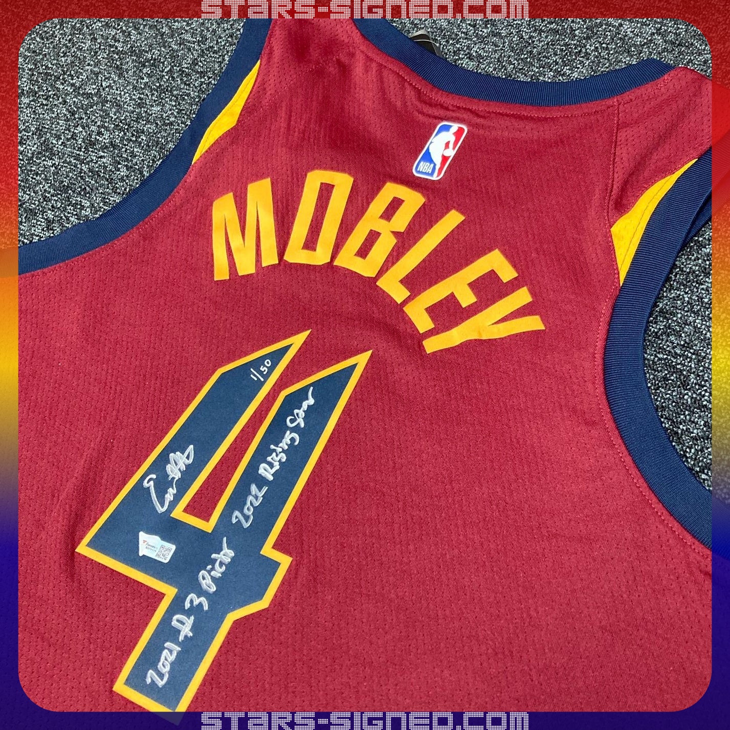 莫比利 Evan Mobley 題寫【2021 #3 Pick, 2022 Rising Star】克里夫蘭騎士隊 Nike Icon Edition Swingman 球衣(背簽) 全球限量 50套 (編號#1/50)
