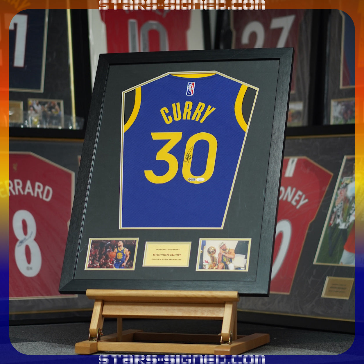 史堤芬•居里 Stephen Curry 金州勇士75週年 Nike Icon Edition Swingman 球衣裱框(背簽)