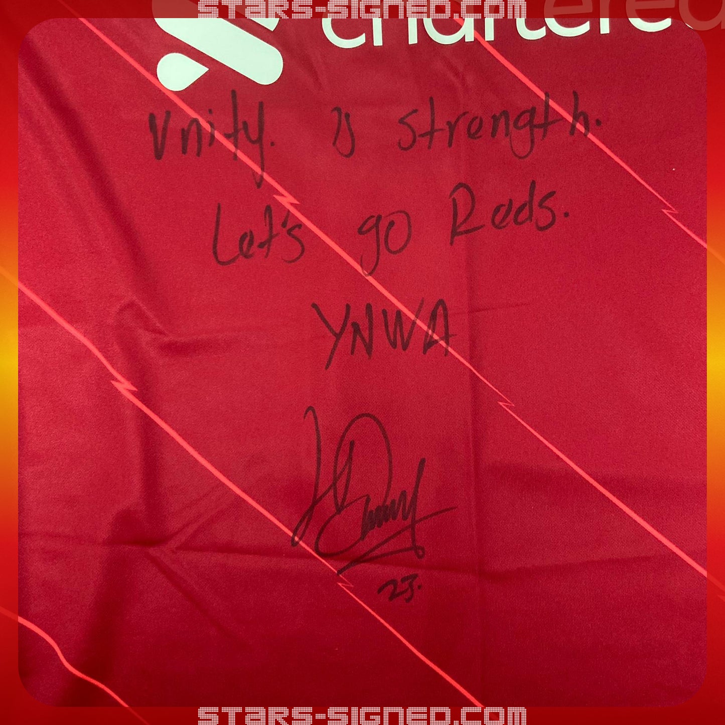 路爾斯·迪亞斯 Luis Díaz 題寫【Unity is strength. Let's go Reds. YNWA】利物浦主場球衣(前簽)