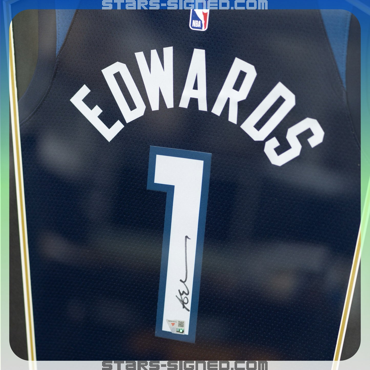愛德華 Anthony Edwards 明尼蘇達木狼隊 Nike Icon Edition Swingman 球衣裱框(背簽)