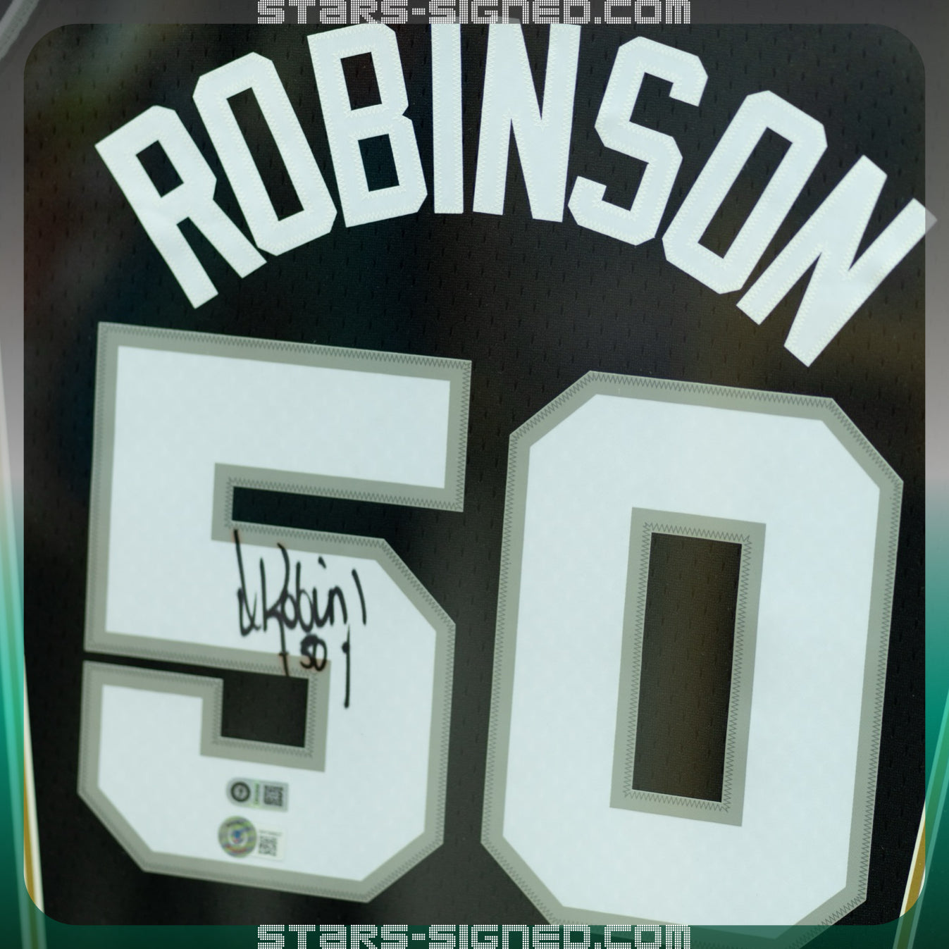 大衛·羅賓臣 David Robinson 聖安東尼奧馬刺隊 M&N Swingman 球衣裱框(背簽)