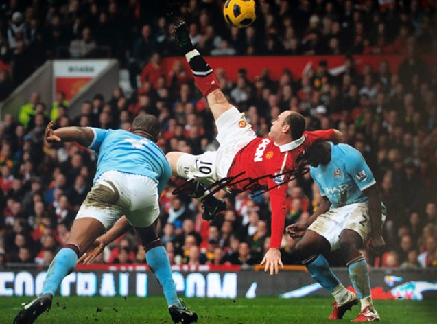 朗尼 Wayne Rooney 曼聯【倒掛世界波 2010/11 v曼城】親筆簽名照片裱框:2