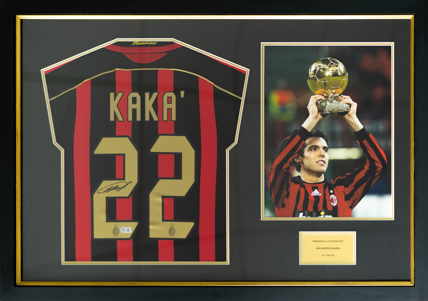 卡卡 Ricardo Kaká AC 米蘭主場球衣裱框(背簽)