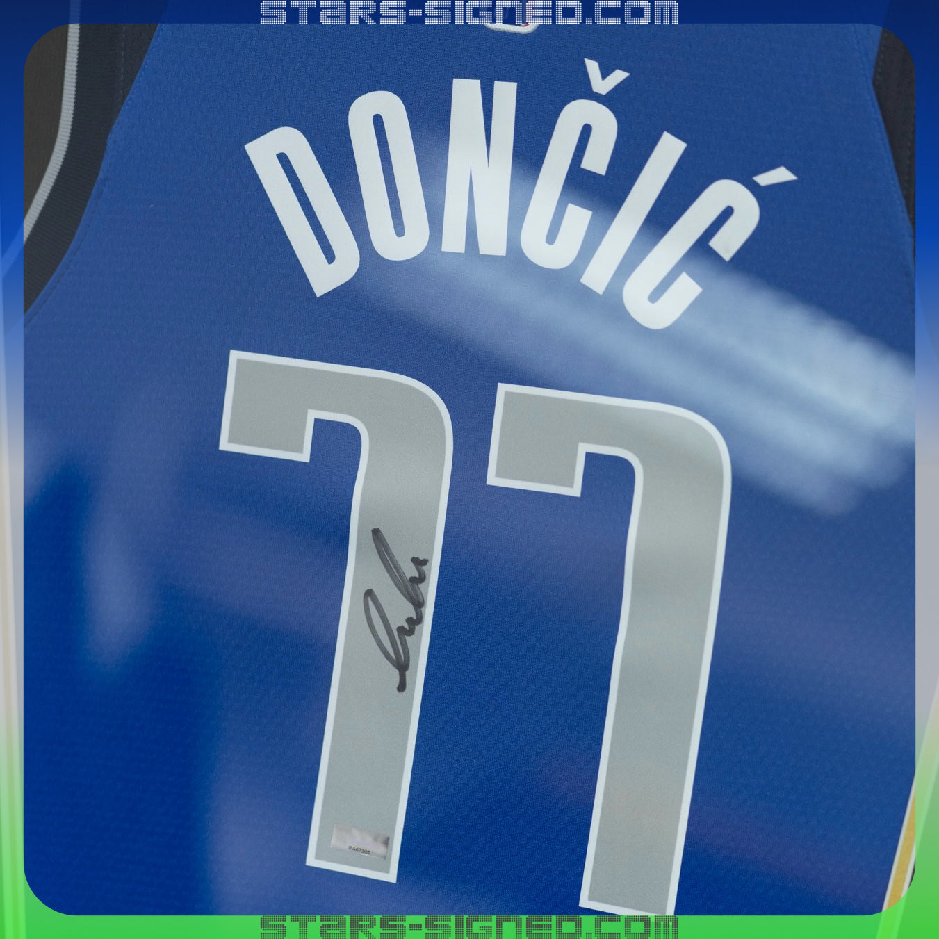 當錫 Luka Dončić 達拉斯獨行俠隊 Nike NBA 75 Anniversary Icon Edition Swingman 球衣寛幅裱框 (背簽)