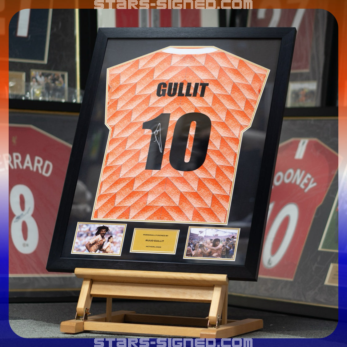 古烈治 Ruud Gullit 荷蘭主場球衣裱框(背簽)