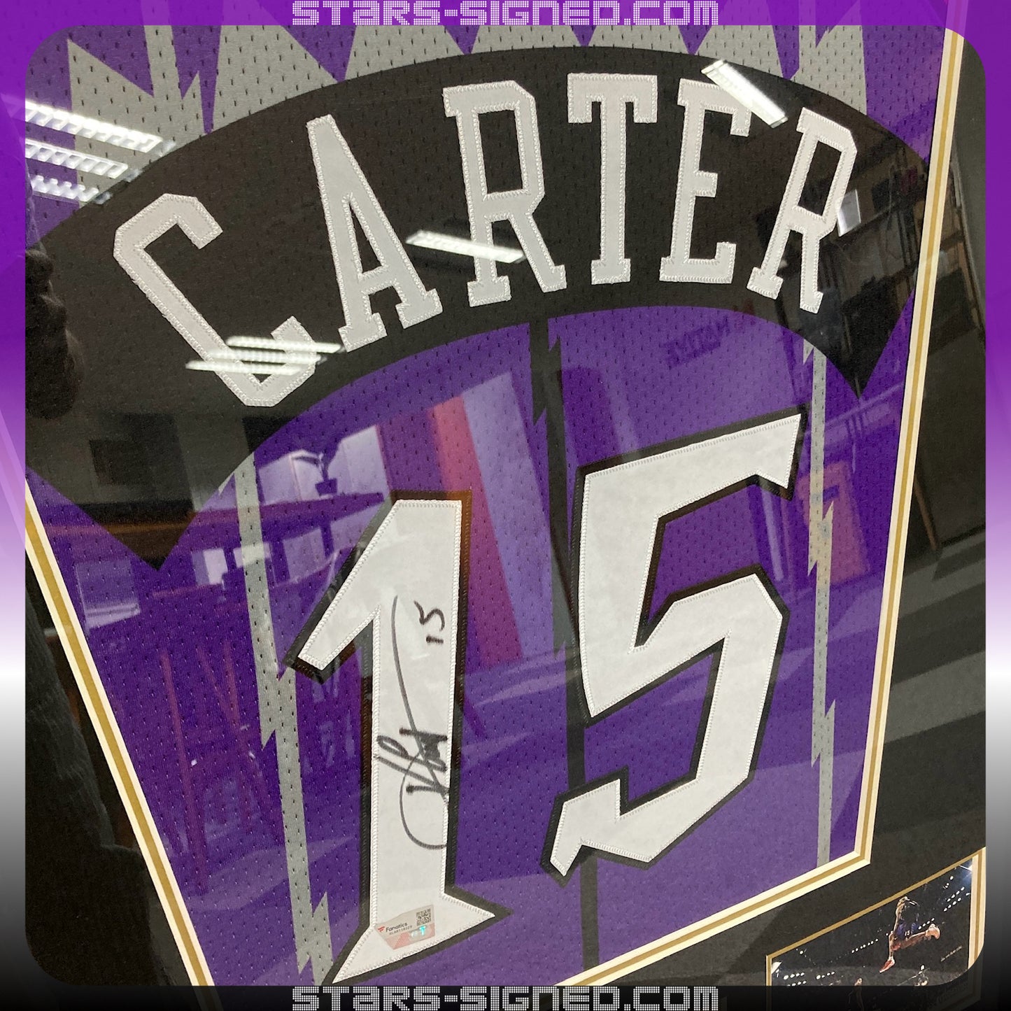 卡達 Vince Carter 多倫多速龍隊 M&N Authentic 球衣裱框(背簽)