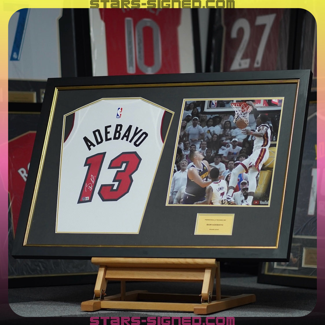 艾迪巴約 Bam Adebayo 邁亞密熱火隊 Nike Association Edition Swingman 球衣寛幅裱框(背簽)