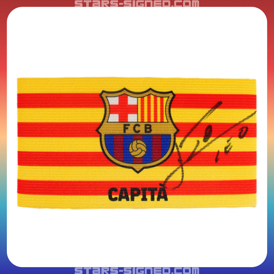美斯 Lionel Messi 親筆簽名 巴塞隆拿隊長臂章