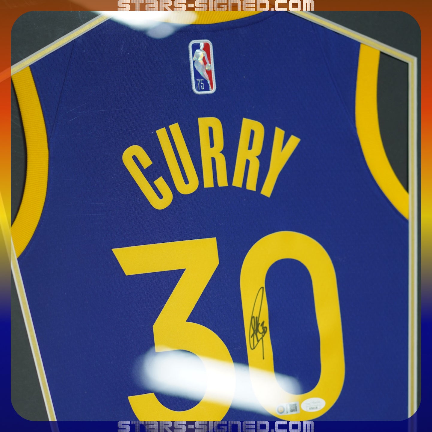 史堤芬•居里 Stephen Curry 金州勇士75週年 Nike Icon Edition Swingman 球衣裱框(背簽)