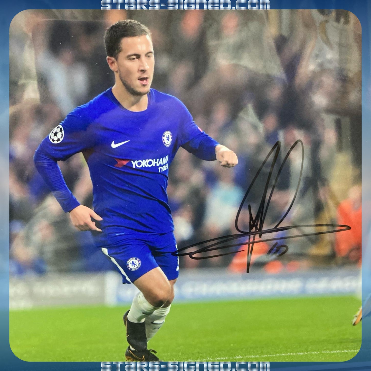 夏薩特 Eden Hazard 車路士【2018歐冠v羅馬入球慶祝】裱框