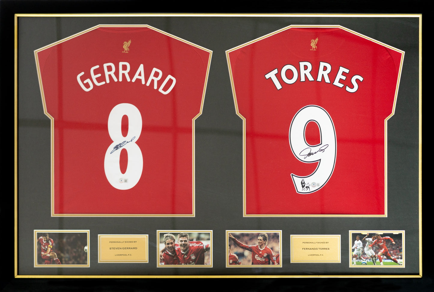 謝拉特 Steven Gerrard, 費蘭度·托利斯 Fernando Torres 利物浦主場球衣雙裱框 (背簽)