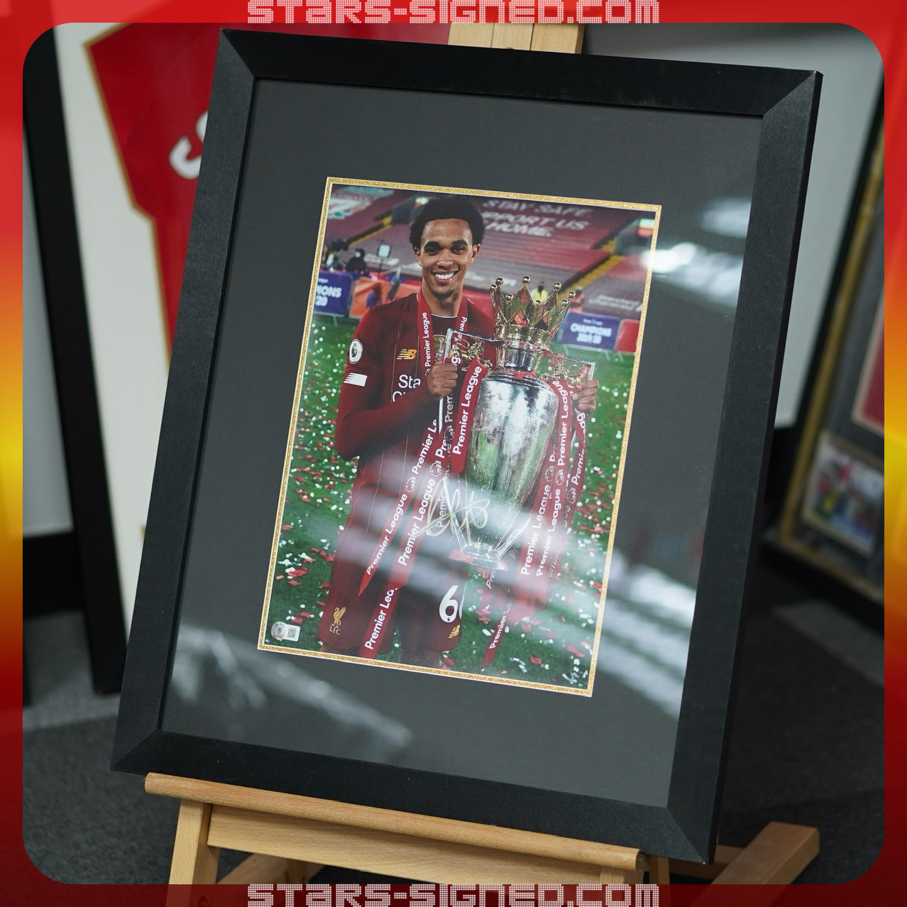 阿歷山大阿諾特 Trent Alexander-Arnold利物浦【2020 英超捧盃】親筆簽名照片裱框:金色Marker