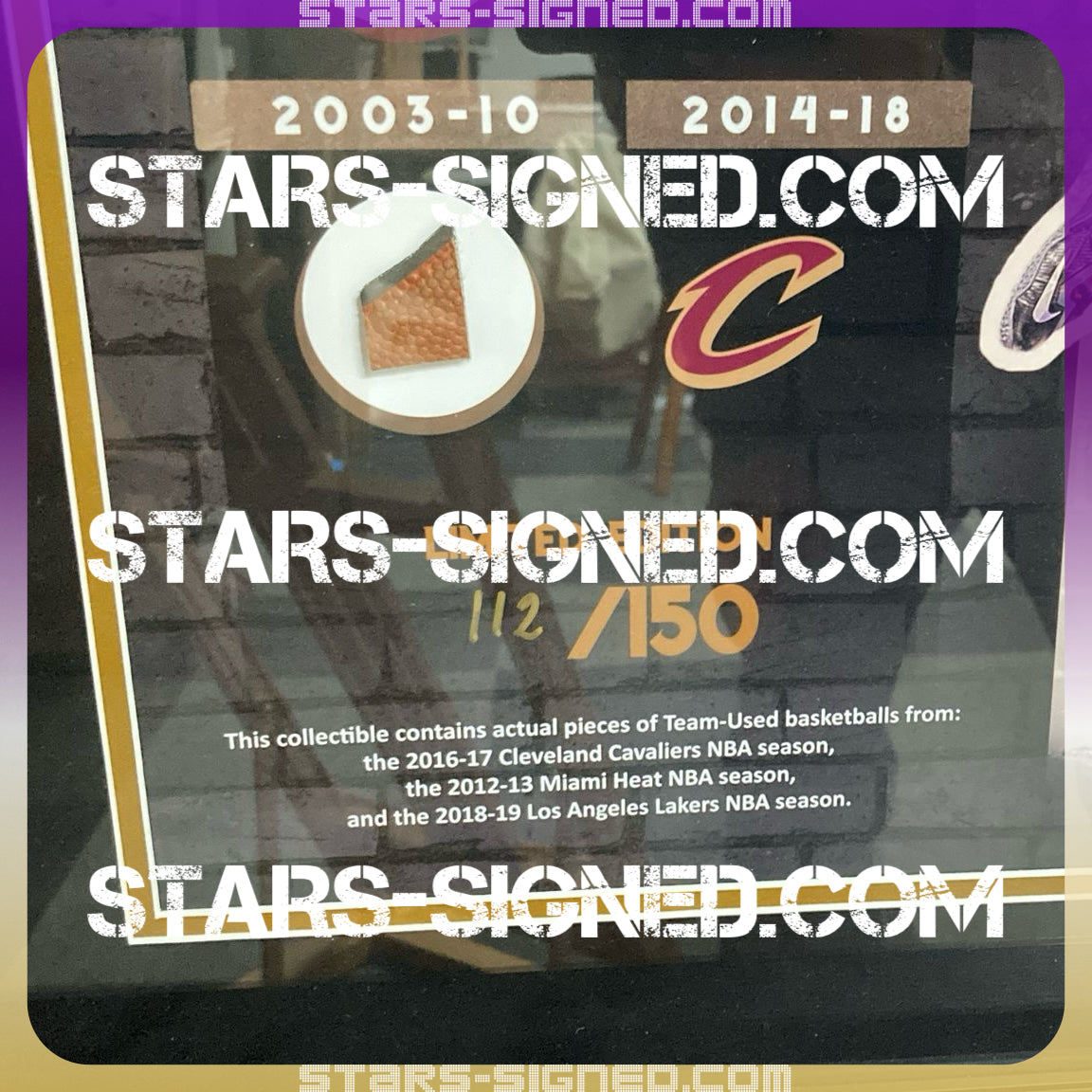 勒邦•占士 LeBron James【38,388+ NBA 歷史得分記錄】三場 Game Used 籃球 拼貼畫 全球限量 150套 (編號#112/150)