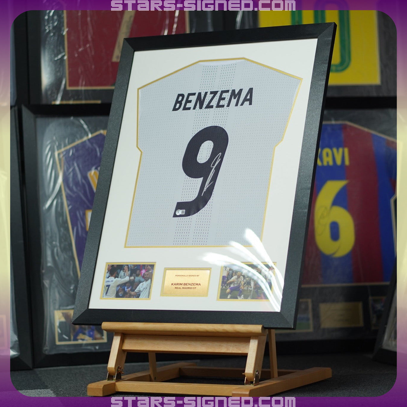 賓施馬 Karim Benzema 皇家馬德里主場球衣裱框 (背簽)