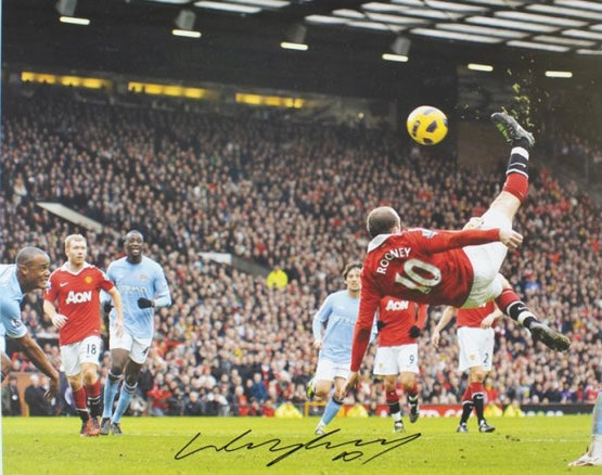 朗尼 Wayne Rooney 曼聯【倒掛世界波 2010/11 v曼城】親筆簽名照片裱框:1