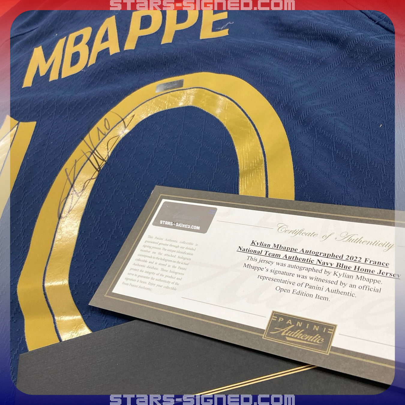 基利安·麥巴比 Kylian Mbappe 法國主場球衣裱框(背簽)