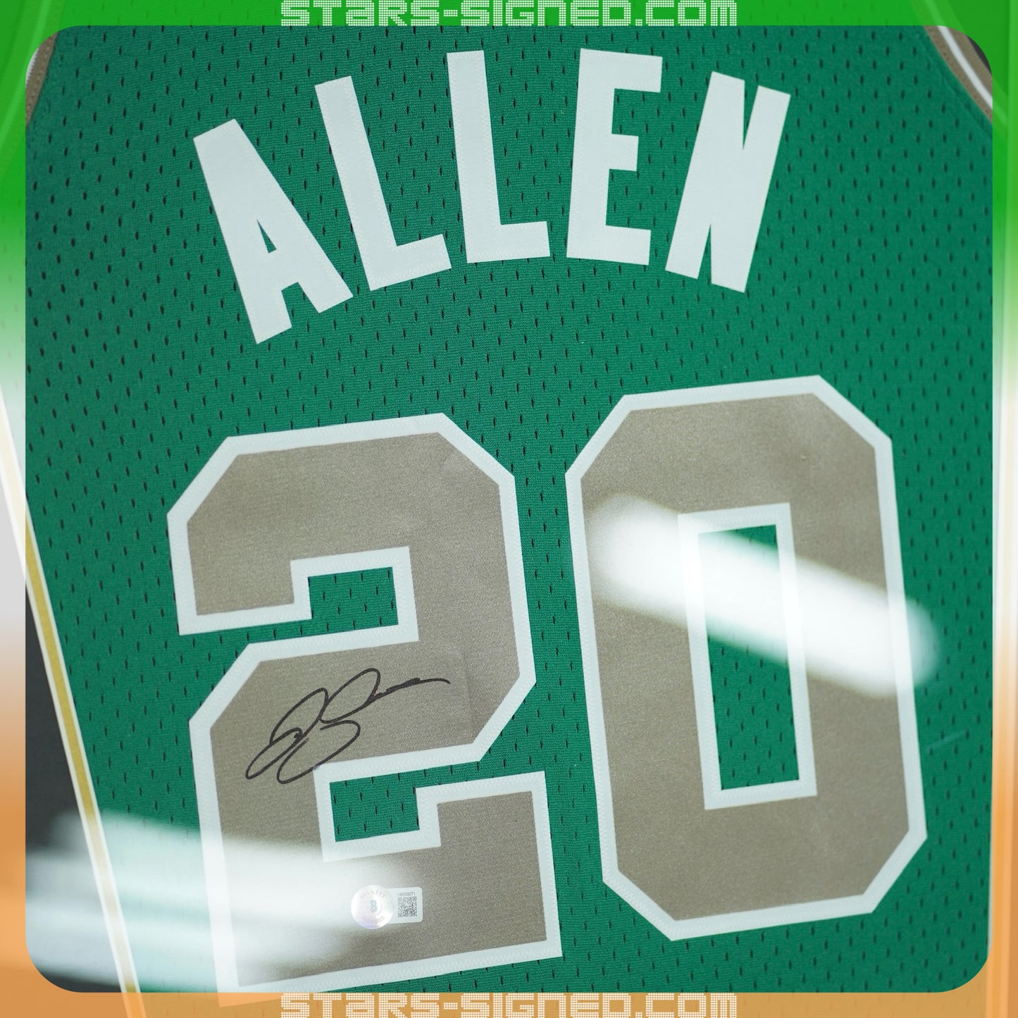 雷·阿倫 Ray Allen 波士頓塞爾特人隊 M&N Swingman 球衣裱框(背簽)