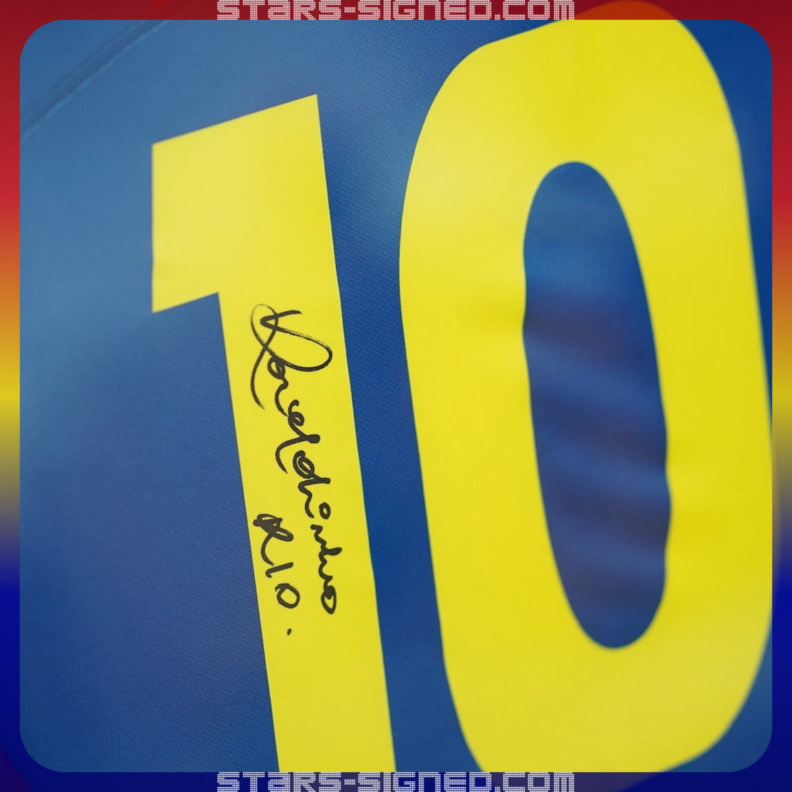 朗拿甸奴 Ronaldinho 巴塞隆那 主場球衣裱框 (背簽)