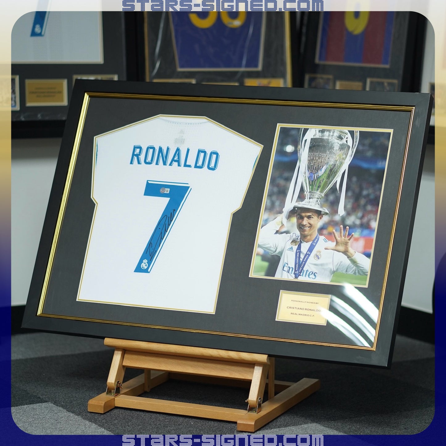 C·朗拿度 Cristiano Ronaldo 皇家馬德里主場球衣寛幅裱框 (背簽)