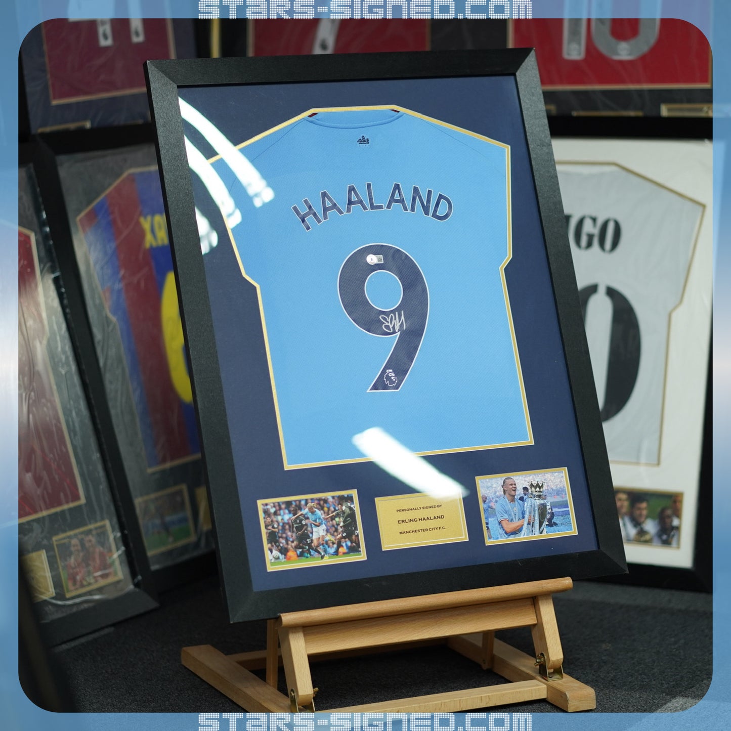 艾寧·夏蘭特 Erling Haaland 曼城主場球衣裱框 (背簽)