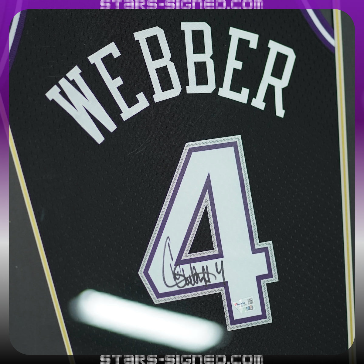 基斯·韋伯 Chris Webber 薩克拉門托帝王隊 M&N Swingman 球衣裱框(背簽)