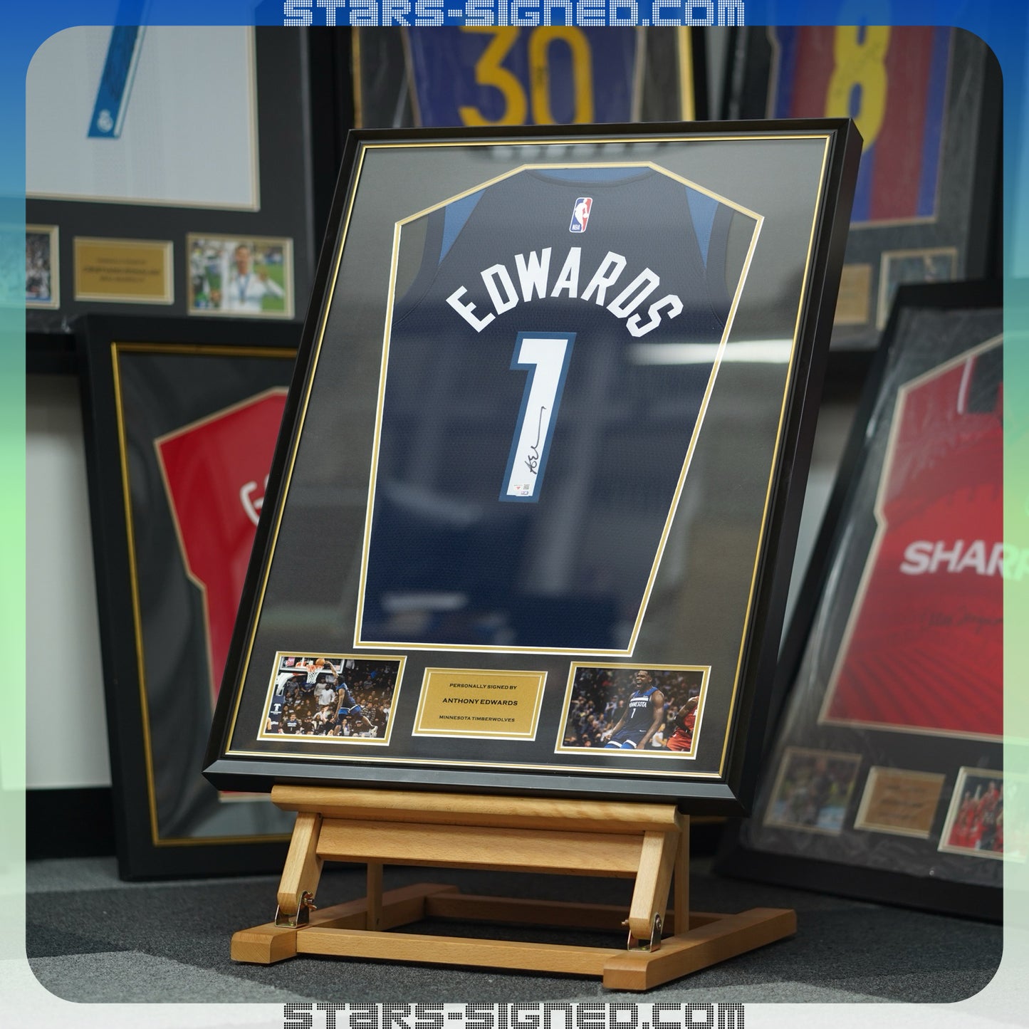 愛德華 Anthony Edwards 明尼蘇達木狼隊 Nike Icon Edition Swingman 球衣裱框(背簽)