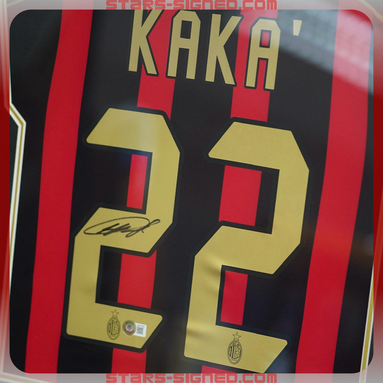 卡卡 Ricardo Kaká AC 米蘭主場球衣裱框(背簽)