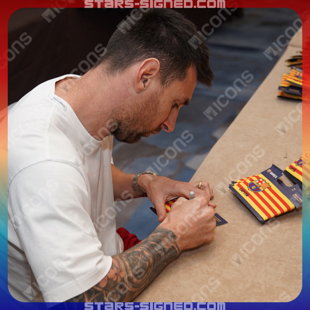 美斯 Lionel Messi 親筆簽名 巴塞隆拿隊長臂章