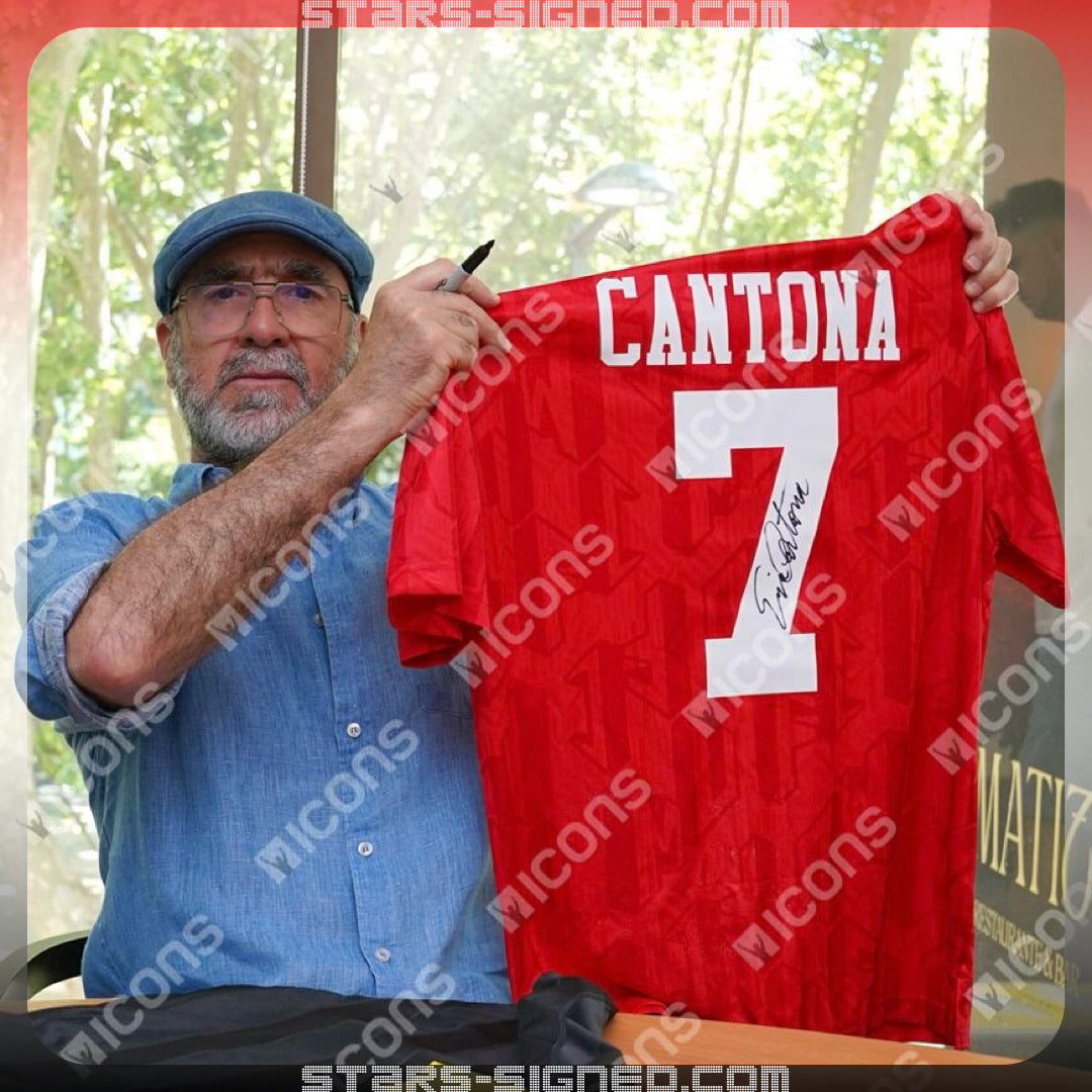 簡東拿 Eric Cantona 曼聯主場球衣裱框(背簽)