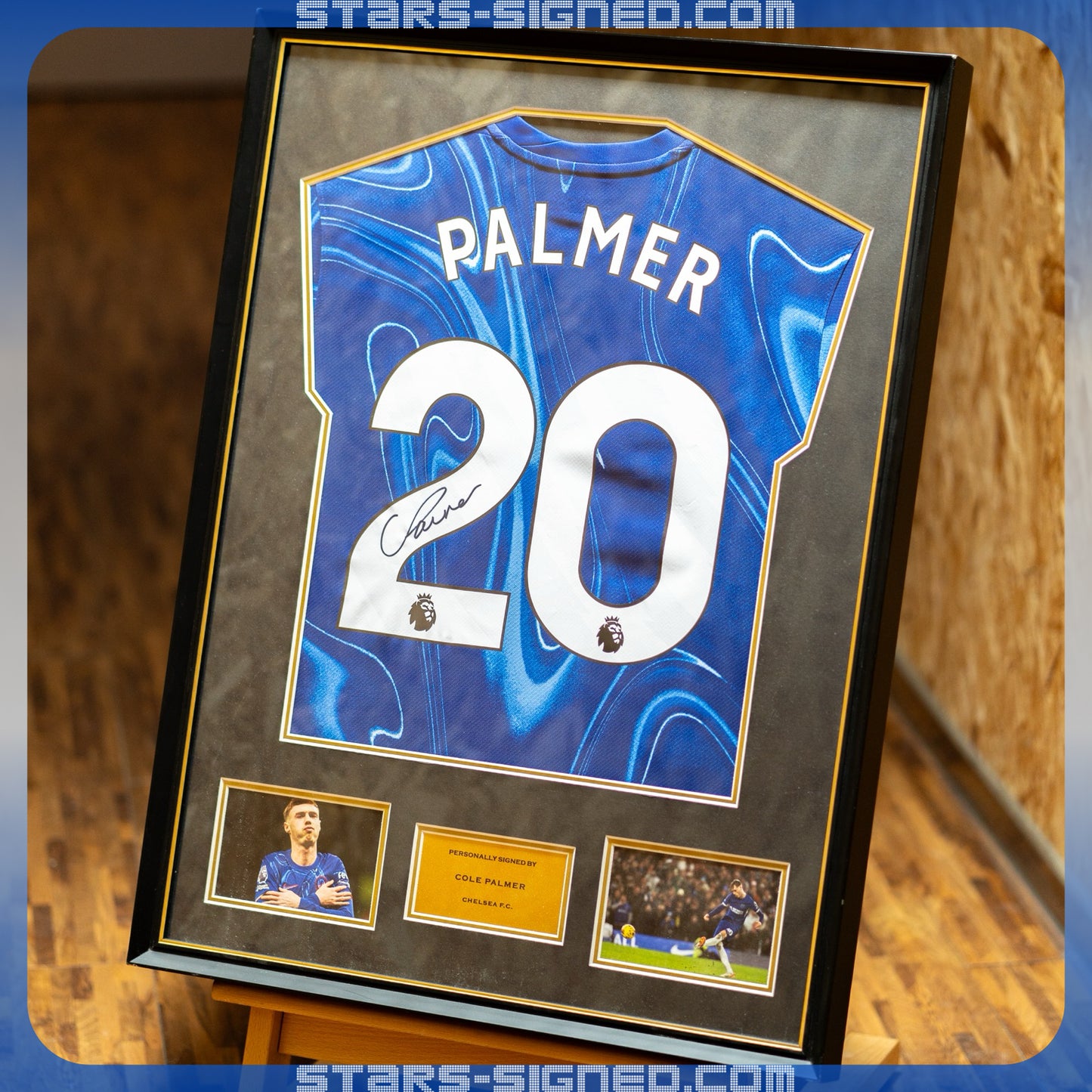 高爾•彭馬 Cole Palmer 車路士主場球衣裱框配金線條外框 (背簽)