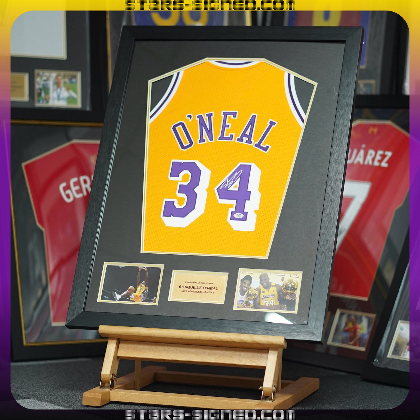 奧尼爾 Shaquille O’Neal 洛杉磯湖人隊 M&N Authentic 球衣裱框(背簽)