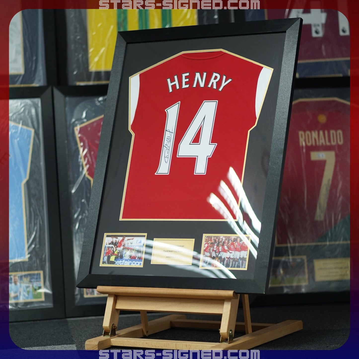 亨利 Thierry Henry 阿仙奴主場球衣裱框 (背簽)
