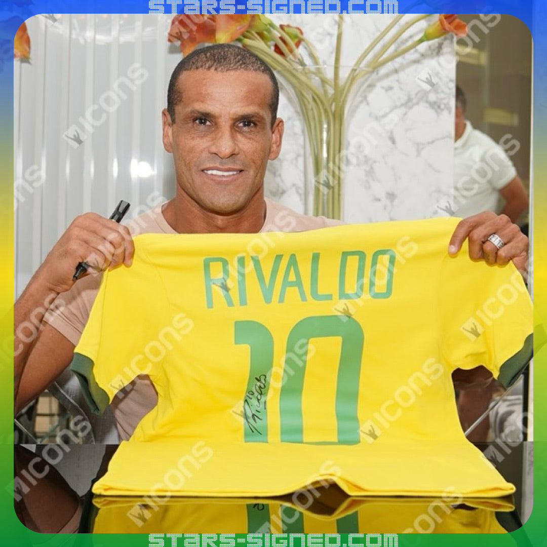 李華度 Rivaldo 巴西主場球衣裱框 (背簽)