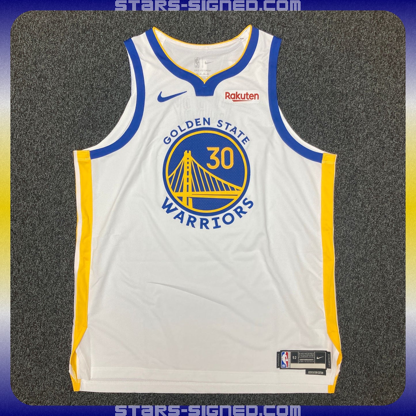 史堤芬•居里 Stephen Curry 金州勇士 Nike Association Edition Authentic 球衣連廣告章裱框配金線條外框(背簽)