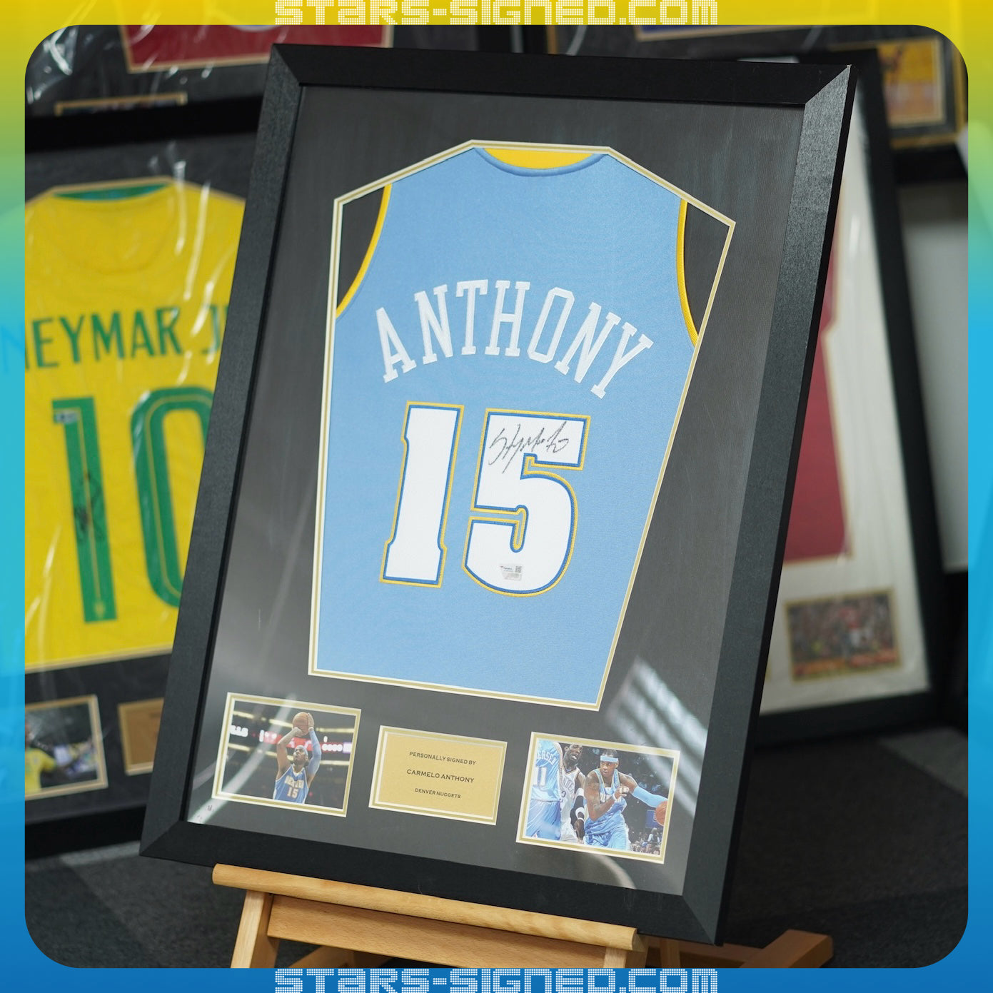 安東尼 Carmelo Anthony 丹佛金塊隊 M&N Authentic球衣裱框(背簽)