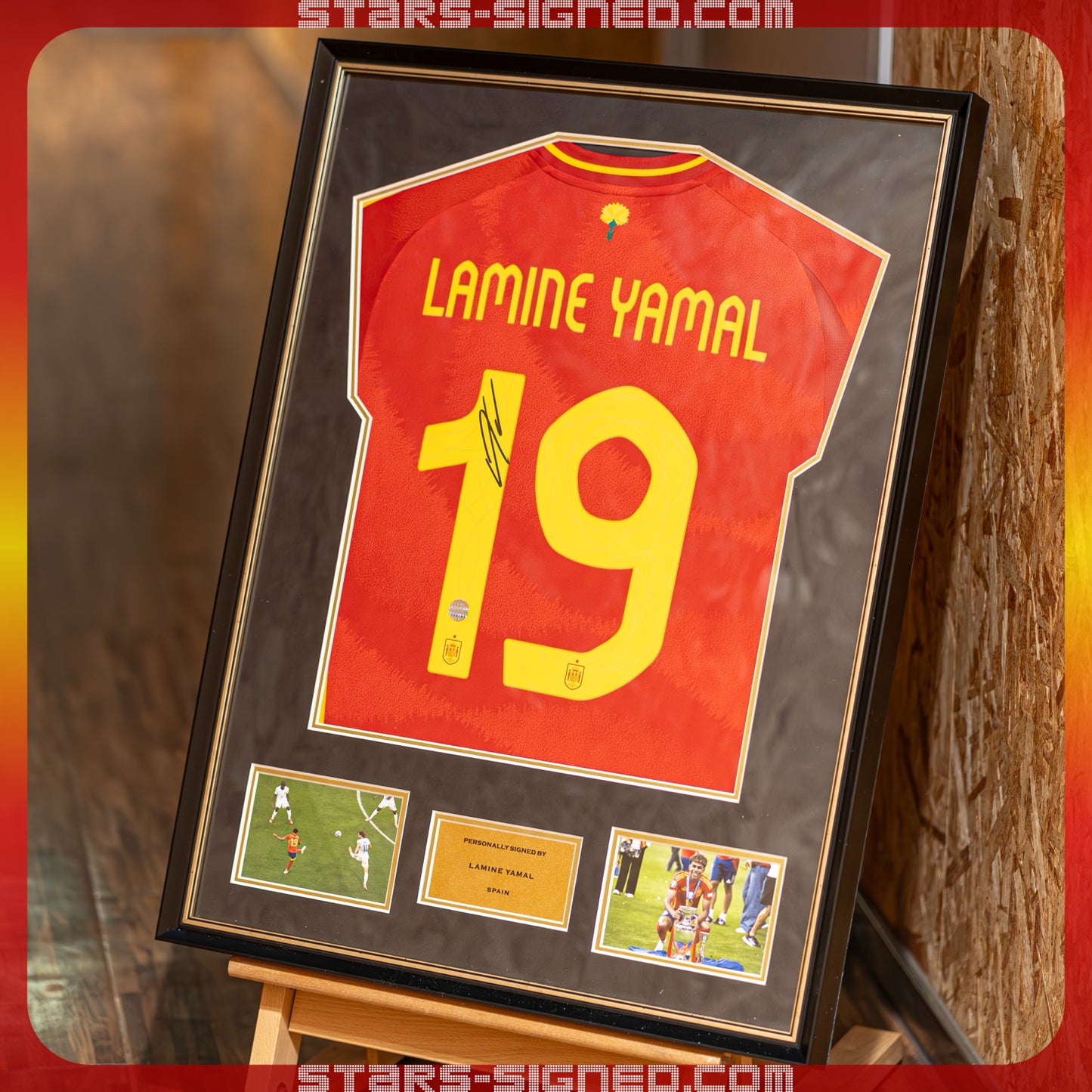 拉明·耶馬 Lamine Yamal 西班牙主場球衣裱框(背簽)
