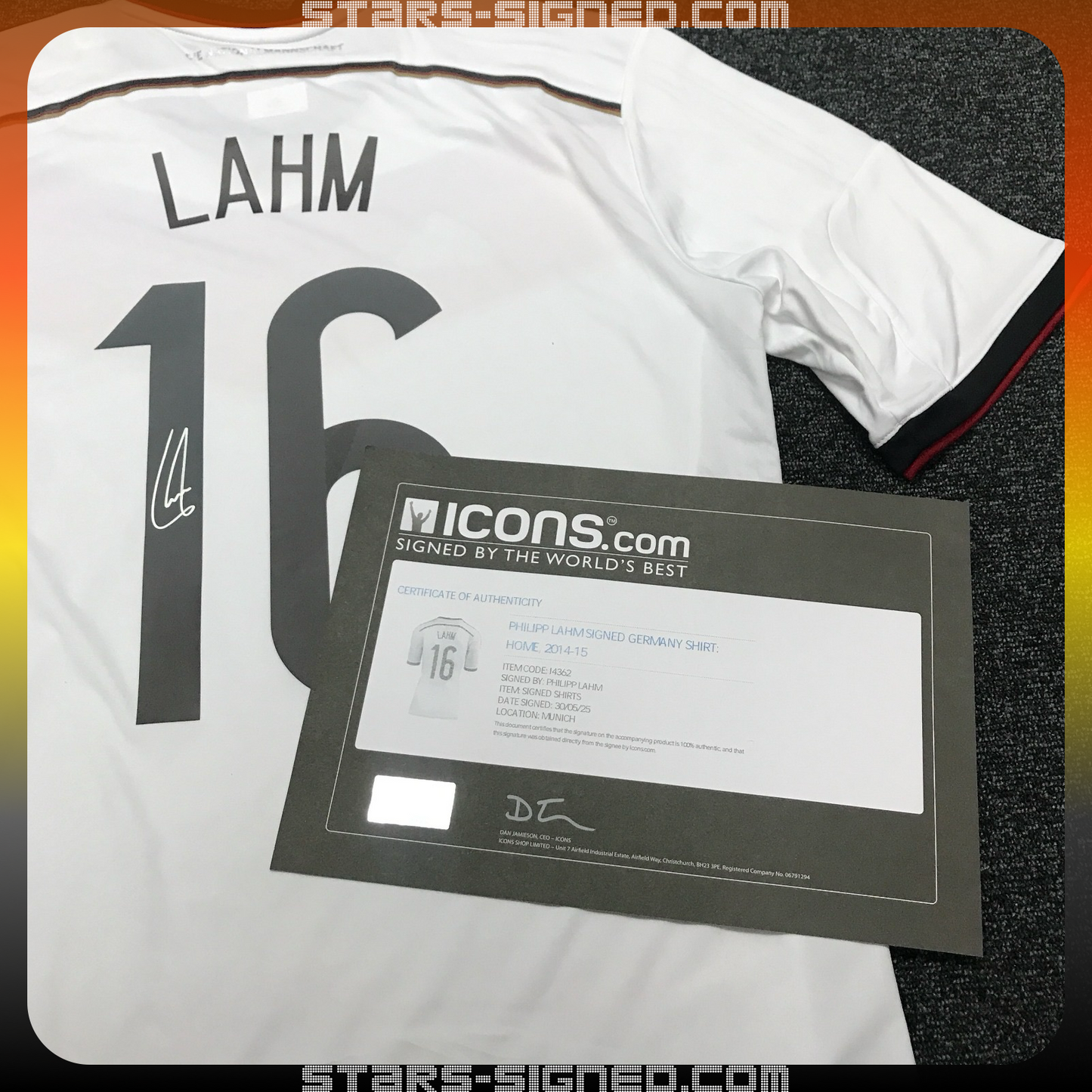 菲臘·拿姆 Philipp Lahm 德國主場球衣(背簽)