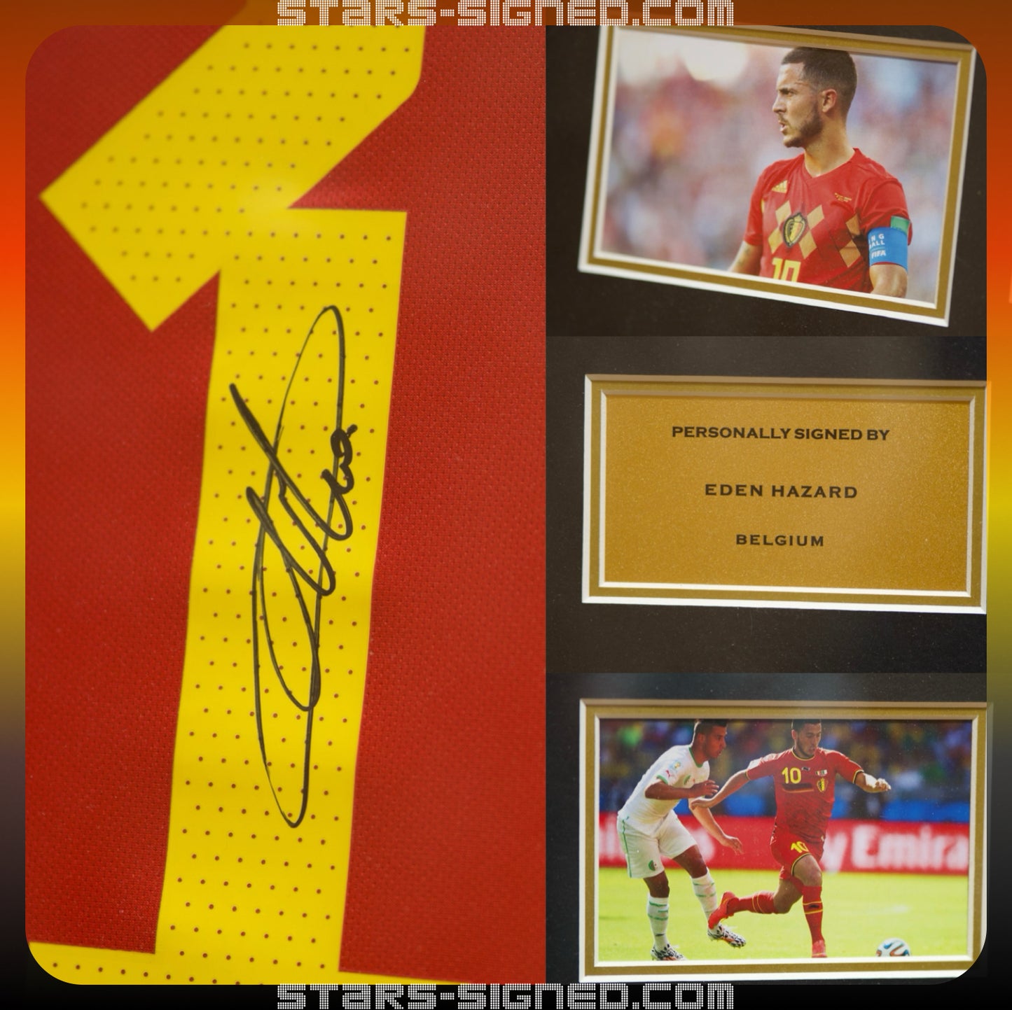 夏薩特 Eden Hazard 比利時主場球衣2022: 原版印號裱框配金線條外框(背簽)