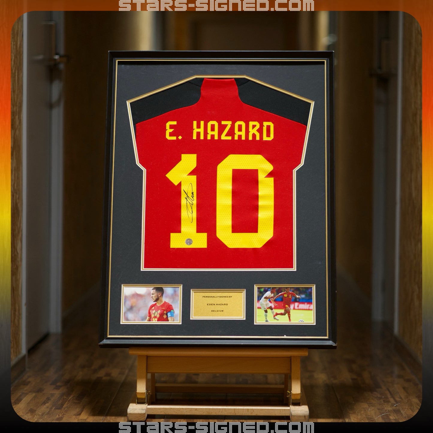 夏薩特 Eden Hazard 比利時主場球衣2022: 原版印號裱框配金線條外框(背簽)