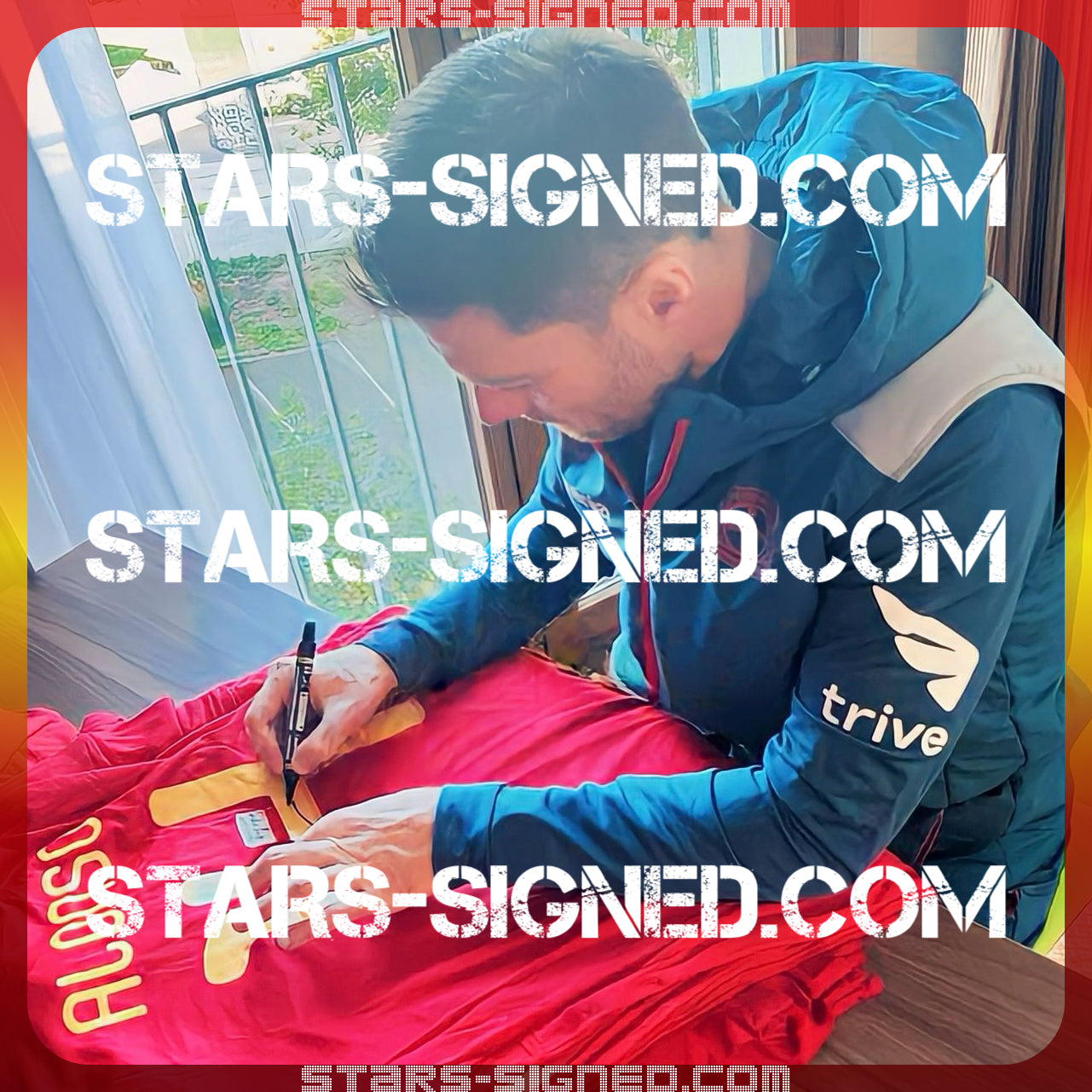 沙比•阿朗素 Xabi Alonso 西班牙主場球衣裱框(背簽)
