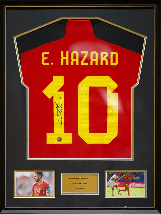 夏薩特 Eden Hazard 比利時主場球衣2022: 原版印號裱框配金線條外框(背簽)