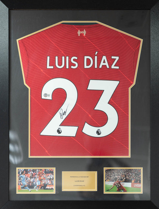 路爾斯•迪亞斯 Luis Díaz 利物浦主場球衣裱框 (背簽)