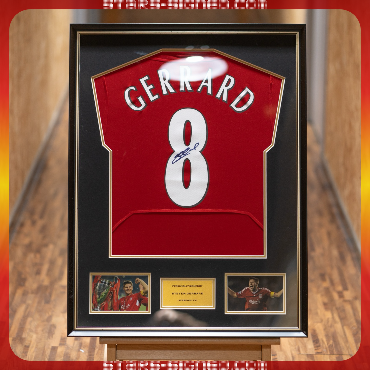 謝拉特 Steven Gerrard 利物浦主場球衣裱框(背簽)