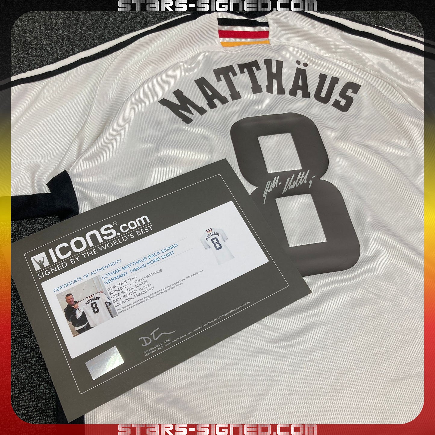 馬圖斯 Lothar Matthäus 德國主場球衣裱框(背簽)