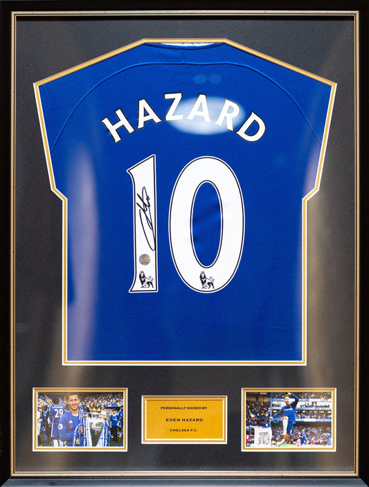 夏薩特 Eden Hazard 車路士主場球衣裱框配金線條外框 (背簽)(背簽)