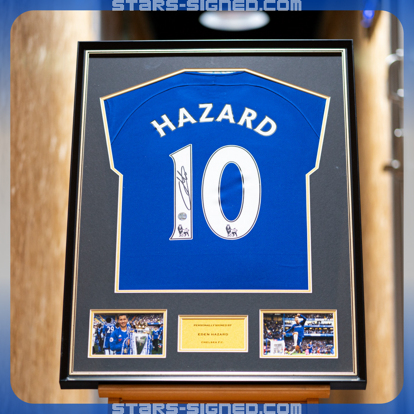 夏薩特 Eden Hazard 車路士主場球衣裱框配金線條外框 (背簽)(背簽)