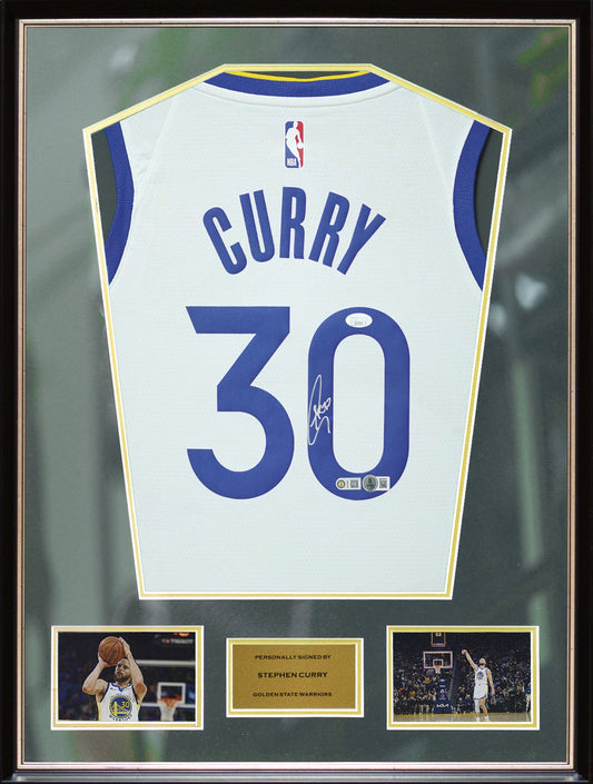 史堤芬·居里 Stephen Curry 金州勇士 Nike Association Edition Swingman 球衣裱框配金線條外框 (背簽)